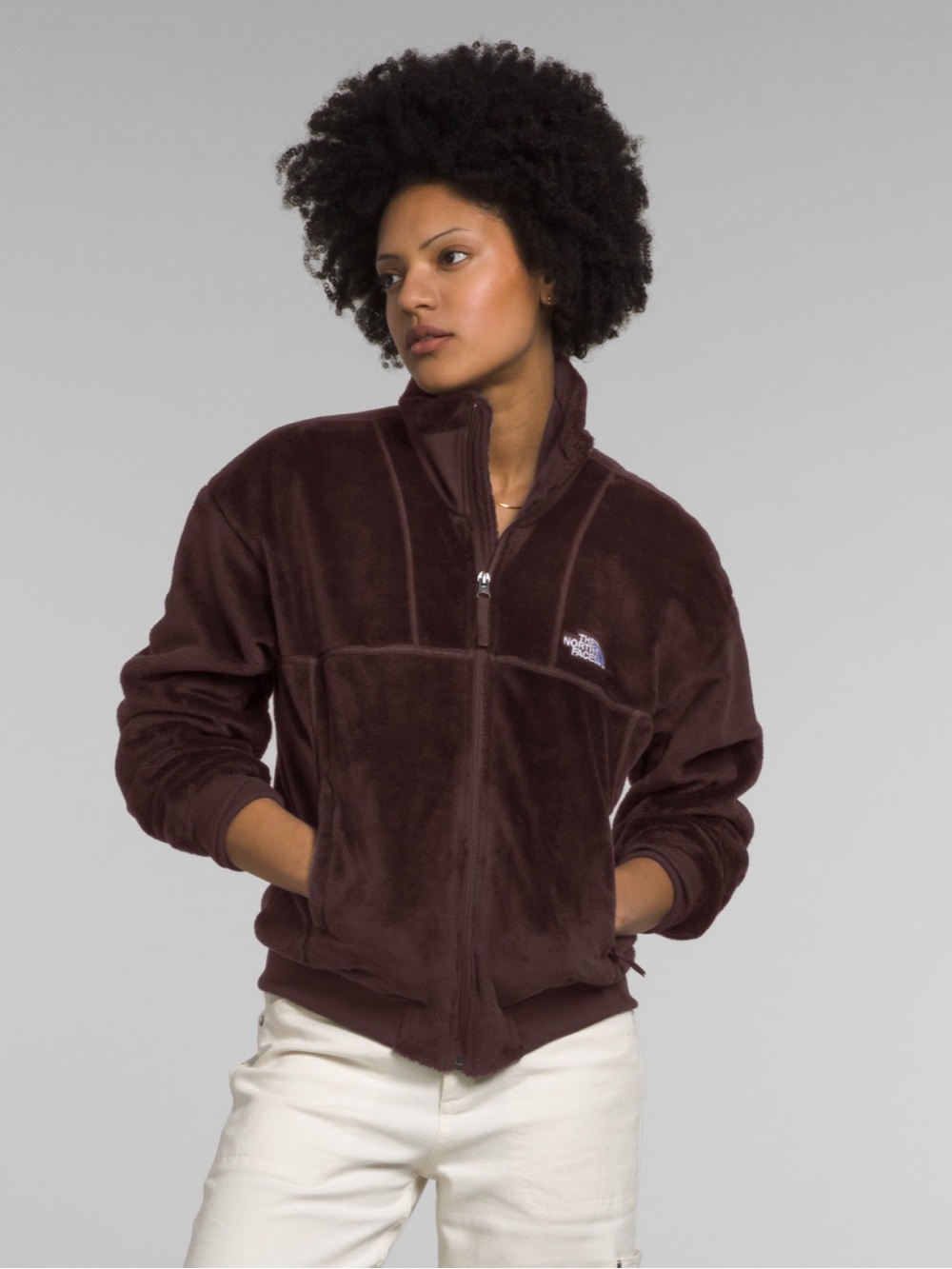 The North Face Women's Osito Lux Full Zip Sherpa Jacket Coal Brown Coat XS